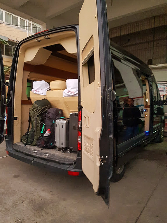 The back of the bus about to leave Nanning for Hanoi.