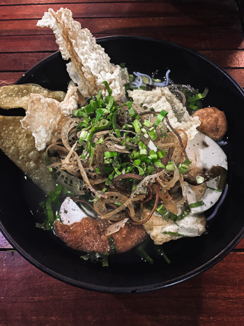 A bowl of noodles at Quan Com Chay Cuong.