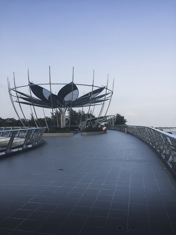 Can Tho pedestrian bridge is the perfect location for a sunset walk along the river.