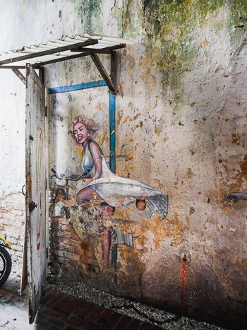 A mural of Marilyn Monroe in Ipoh Old Town.