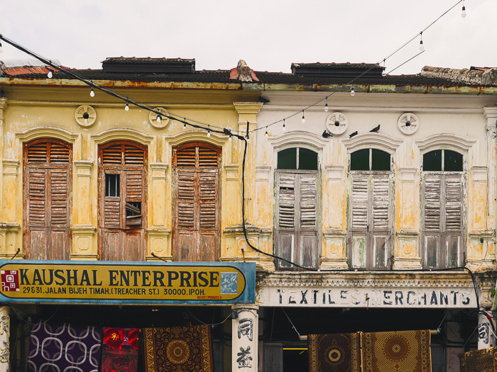 Colourful shop-fronts in Ipoh, Malaysia.